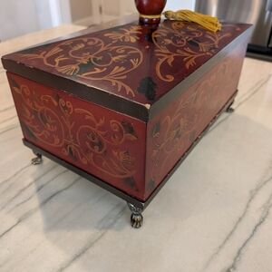 Decorative Red and Gold Box with Floral Design